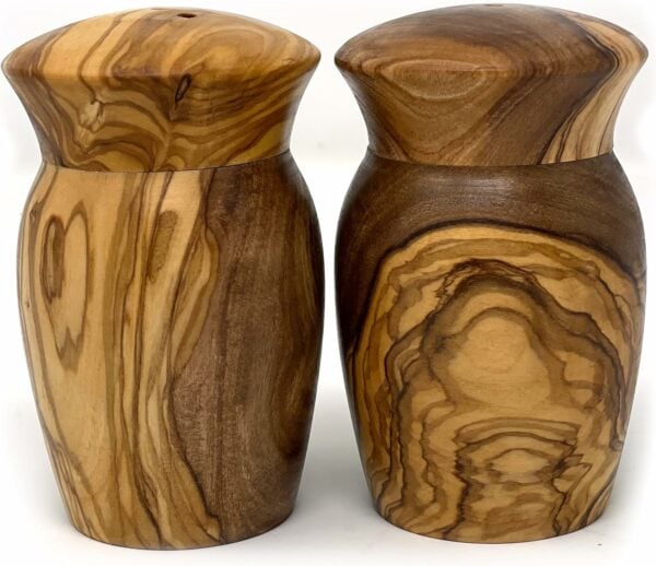 olive wood salt and pepper shakers