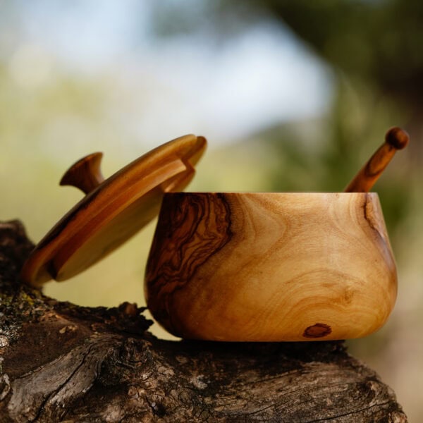 olive wood sugar bowl