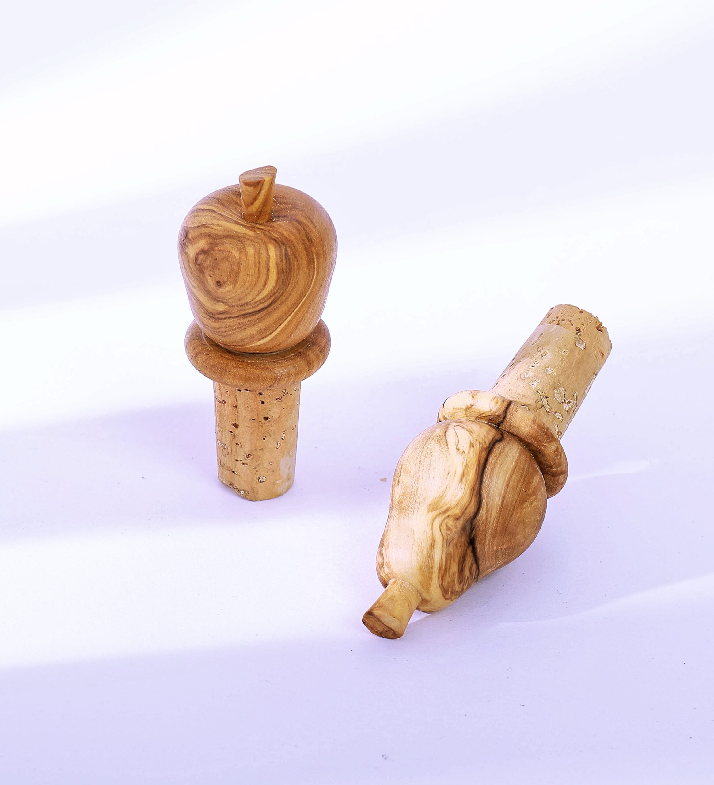 olive wood bottle stoppers set of 2