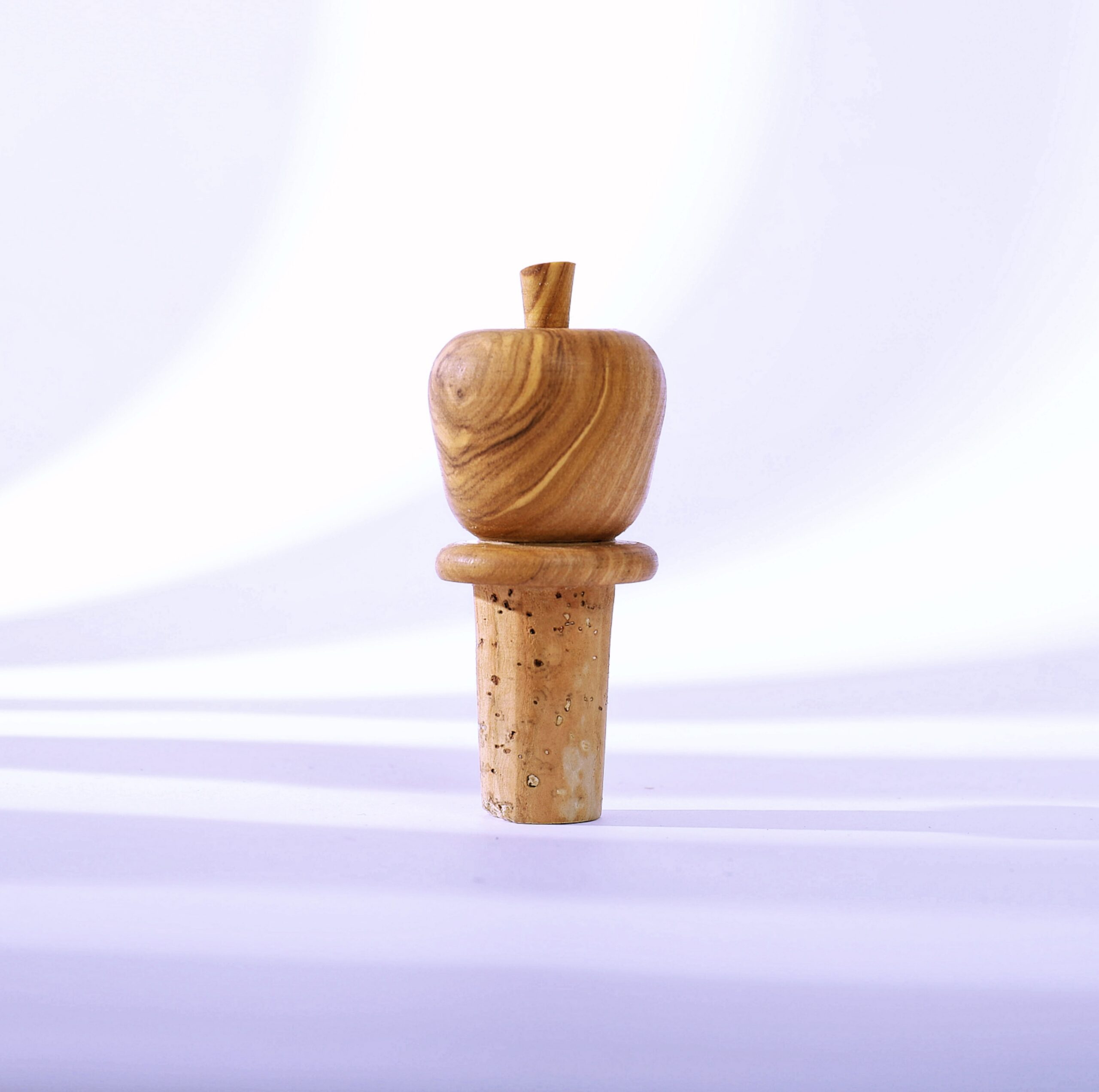 olive wood wine stopper pair apple