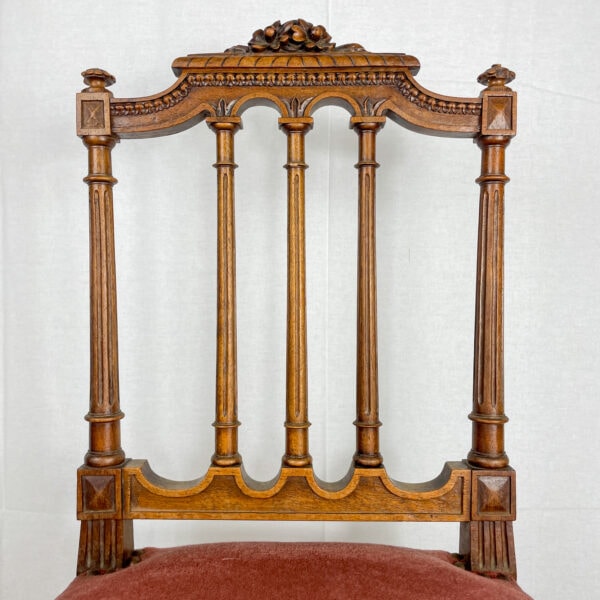 Set of 2 Louis XVI Chairs Spindle Back – Antique French Carved Wood 19th Century - Image 12